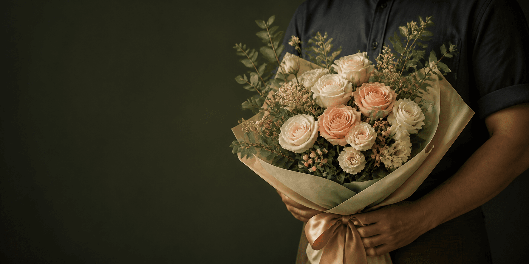 Florist holding a hand-delivered bouquet